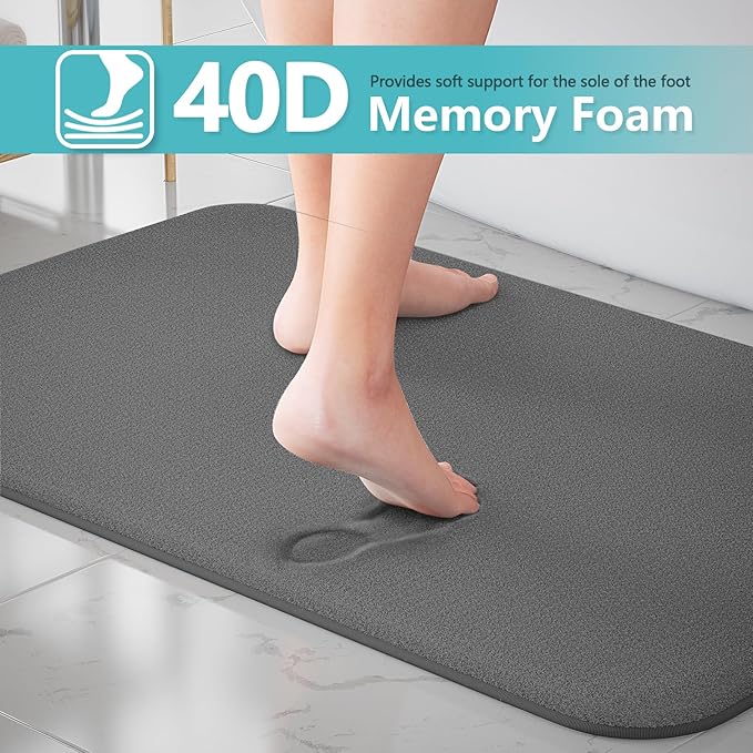 Bathroom Rugs Extra Soft Memory Foam Bath Mat Sets 3 Piece Non Slip Absorbent & Dry Living Mat Sets Washable Bath Carpets with Toilet Rug,Bath Rugs for Bathroom,Tub,Shower,Kitchen,Bedroom