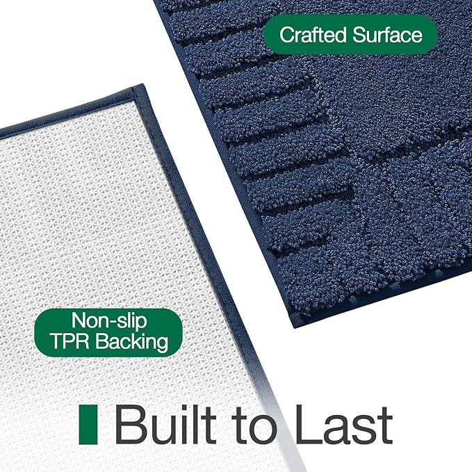 LUMI Bathroom Rugs Non Slip with Rubber Backing, Extra Soft Plush Microfiber Bath Rug Absorbent, Machine Washable Bath Mat Quick Dry for Tub, Shower, Hotel, Blue, 24"x43"