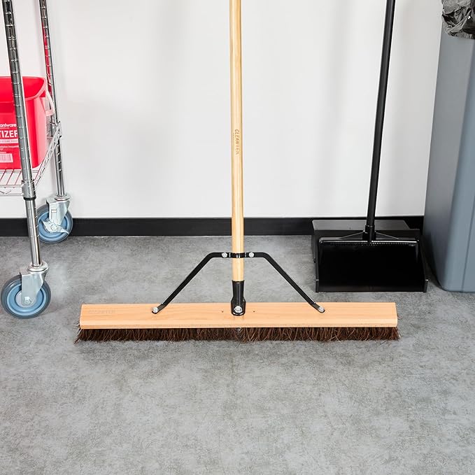 Restaurantware-BROOM HEAD ONLY: Clean Tek Professional 30-Inch Indoor Broom Head, 1 Heavy-Duty Push Cleaning Tool - Handle And Brace Sold Separately, Palmyra Bristles, Wooden, Outdoor Use