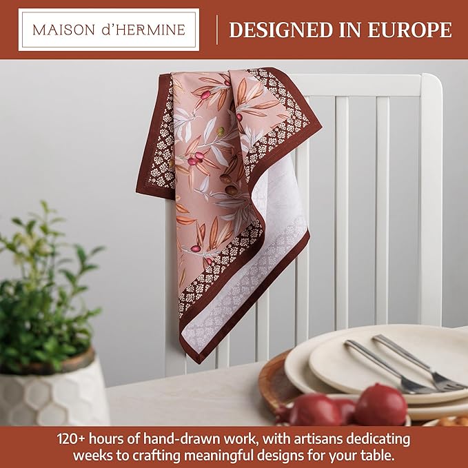 Maison d' Hermine 100% Cotton Cloth Napkins Set of 4 Everyday Reusable Square Napkins Cloth Washable Dinner Party Wedding Restaurant Hotel Kitchen Spring Summer (Nyons, 18" x 18")
