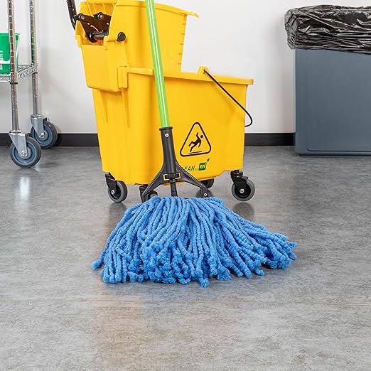 Restaurantware-MOP HEAD ONLY: Clean Tek Professional 24 Ounce Wet Mop Head, 1 Cut End Refill - Handle Sold Separately, 1.25 Inch Headband, Microfiber Blue Replacement, Reusable