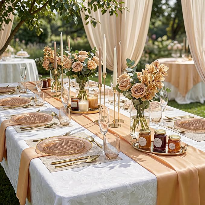 Festiva 60PCS Clear Brown Gold Plastic Plates - Heavy Duty Brown Disposable Plates With Gold Rim -serve for 30 guests Include Each 30PCS 10.25"&7.5" Honeycomb Design Plates for Party(Mocha Mousse)