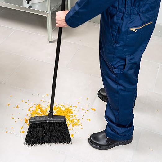 Carlisle FoodService Products Duo-Sweep Plastic Small Debris Broom with Handle, 48 Inches, Black, (Pack of 12)