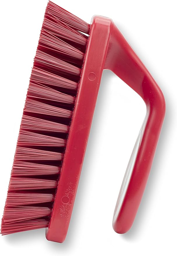 SPARTA Scrub Brush with Iron Shaped Handle and Stiff Bristles, Heavy Duty Scrubber Brush for Kitchen, Bathroom, Shower, Tile, Sink, Carpet and Bakepans, Polypropylene, 6 Inches, Red, (Pack of 6)