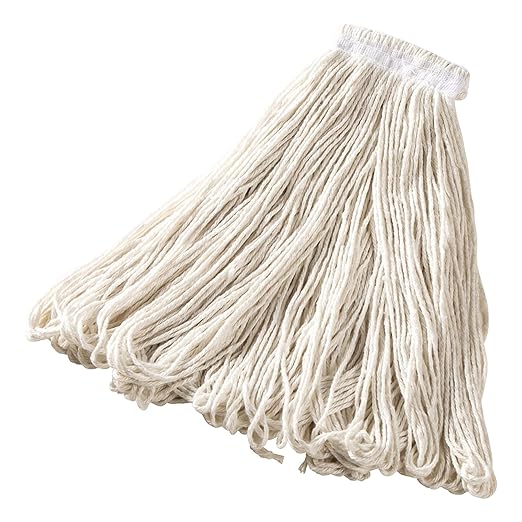 Rubbermaid Commercial Products Universal Headband Mop Head Replacement, 24-Ounce Capacity, White, Heavy Duty All Pro Rayon Industrial Wet Mop for Floor Cleaning/Finishes on Title/Hardwood/Sealing