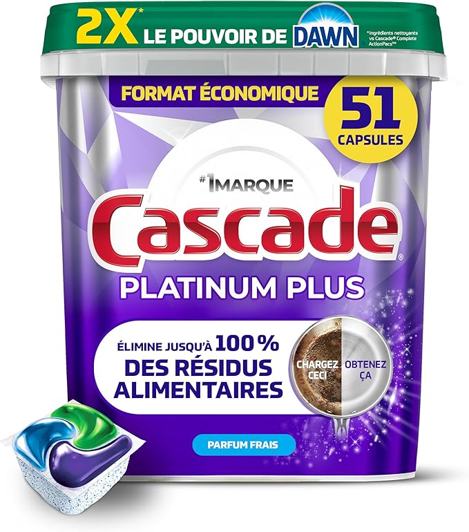 Cascade Platinum Plus Action Pacs Dishwasher Detergent - Fresh Scent, 51 Pack