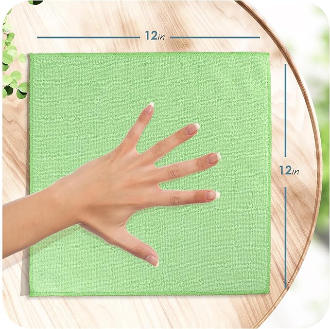 Hearth & Harbor Microfiber Cleaning Cloth, Microfiber Towels for Cars 144 Pack Washcloths, Green Cleaning Rags, Reusable Microfiber Towel, Microfiber Cloth Rags for Cleaning, Lint Free Cloth