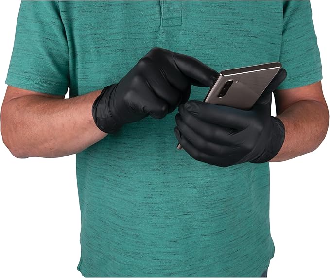 Performance Tool W89013 Black Nitrile Gloves | Disposable, Powder Free, latex rubber free, Textured Fingertips for Better Grip , X-Large | 100pc