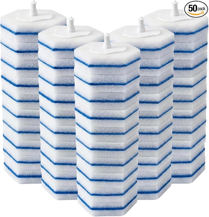 Toilet Wand Refills Compatible with Clorox Toilet Wand, 50 Count Disposable Refill Heads for Deep Foaming Cleaning