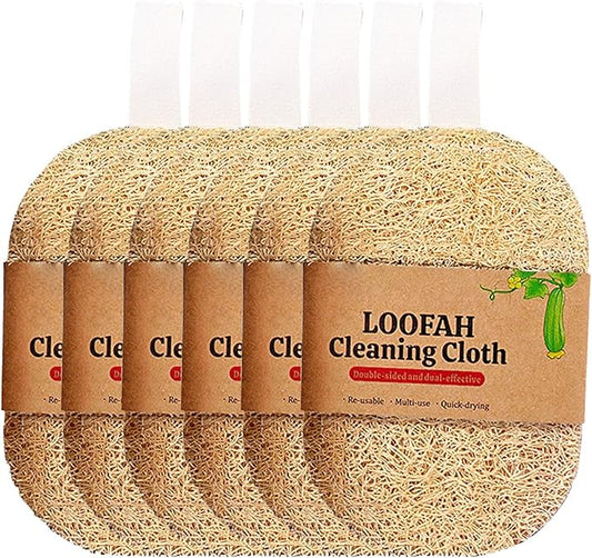 Loofah Scrubber Dishwashing Sponges, Organic Luffa Dish Scrubber, Wash Dishes Without Grease, Kitchen Degreaser Dish Cloth, Water Without Shedding Lint Scouring Pad for Kitchen - 6Pcs 3.15 × 4.7 in