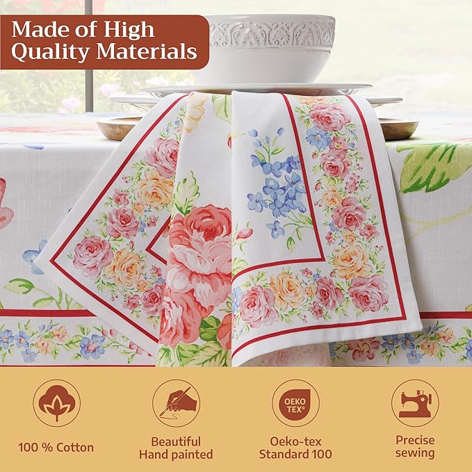 Maison d' Hermine 100% Cotton Cloth Napkins Set of 4 Everyday Reusable Square Napkins Cloth Washable Dinner Party Wedding Restaurant Hotel Kitchen Spring Summer (Vintage Floral, 20" x 20")
