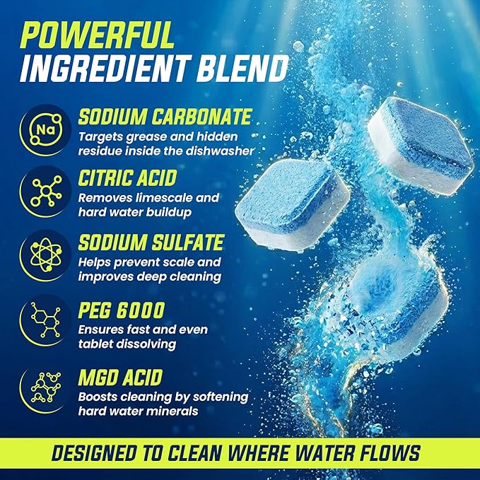 Freshero Dishwasher Cleaner and Deodorizer Tablets 26-Pack, Deep Cleaning Descaler for Dishwasher Machine, Heavy Duty, Septic Safe, Removes Grease & Build-ups, 1 Year of Cleaning Supplies (Unscented)