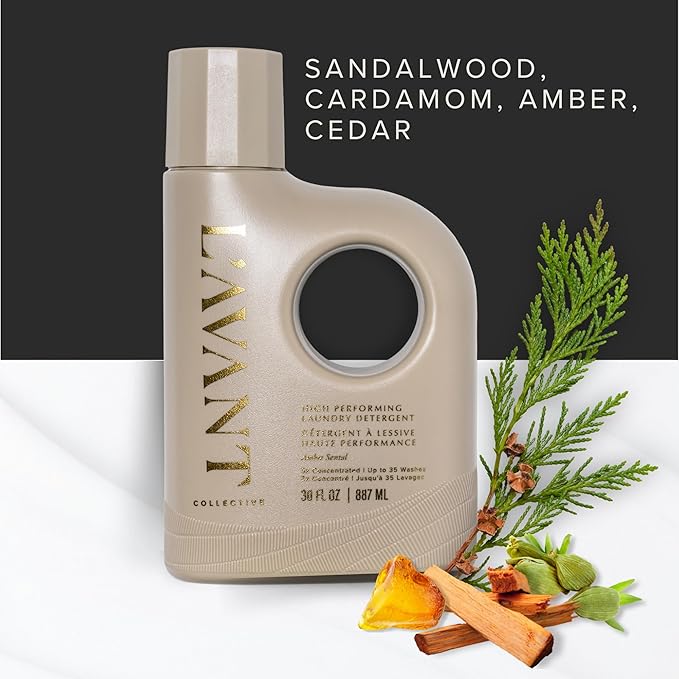 L'AVANT Collective Luxury Laundry Detergent | Ambre Santal | Natural Non-Toxic Liquid Laundry Soap with Enzymes | Plant-Based, HE Compatible, Protects Colors | 30 oz
