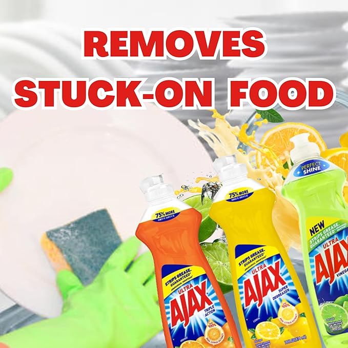Ajax Dish Soap - Ajax Dishwashing Liquid Super Degreaser 14 FL OZ (Lemon, Orange, Lime) (Variety Pack of 6) 2 of Each - Includes Clean is Better Card