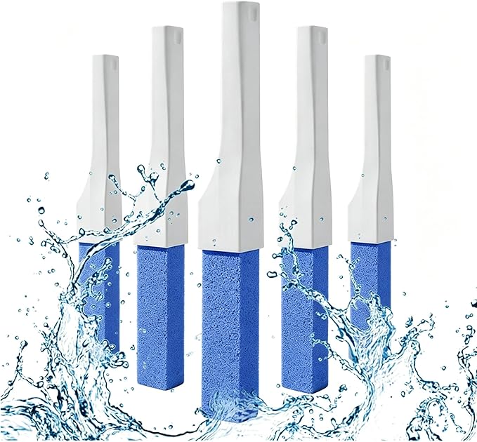 Pumice Stone Toilet Bowl Cleaner with Long Handle, Replaceable Cleaning Stone, Hard Water Stain Remover for Toilets, Bathtubs, Grills, Pools, Sinks, Household Cleaning Tool