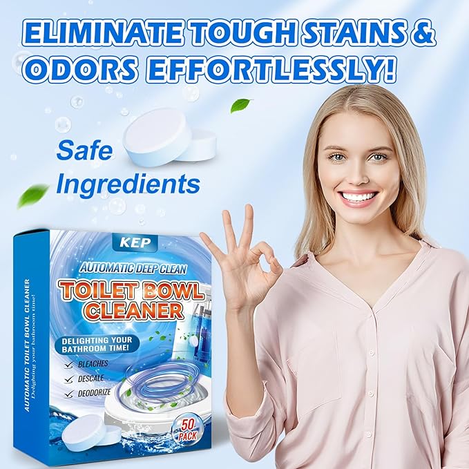 Automatic Toilet Bowl Cleaner Tablets–Fresh Scent, Long-Lasting Clean–Safe for Tanks&Pipes Deodorizing and Descaling –Bathroom Cleaner Against Tough Stains Keeps Bowl Clean Between Washes, A111-50PACK