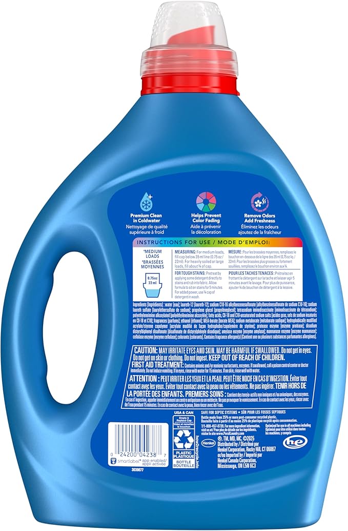 Persil Intense Fresh Everyday Clean Laundry Detergent Liquid, 82.5 Fl Oz, 110 Loads, Ultra Concentrated Laundry Soap, Deep Cleaning & Lasting Freshness, All Water Temperatures, HE Safe