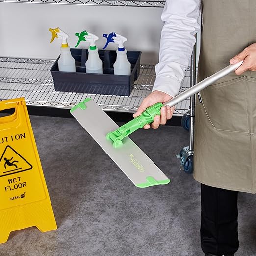 Restaurantware-Clean Tek Professional 17.7 Inch Flat Mop Plate Frame, 1 Quick Connect Mop Frame for Wet Or Dry Pads - Pads Sold Separately, Durable, Green Aluminum Cleaning Pad Base