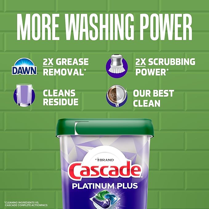 Cascade Platinum Plus Action Pacs Dishwasher Detergent - Fresh Scent, 51 Pack