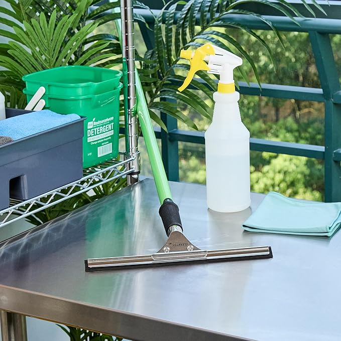Restaurantware-Clean Tek Professional 11.81 Inch Window Squeegee, 1 Cleaning Squeegee with Rubber Blade - No-Slip Handle, Clean Mirror Or Car Windshield, Stainless Steel Wiper for Glass Door