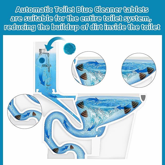 G · PEH Automatic Toilet Bowl Cleaners Tablets 108 Pack, Long Lasting Toilet Cleaner Tablets Blue Toilet Tank Cleaner Tablets for Deodorizing & Descaling for Bathroom