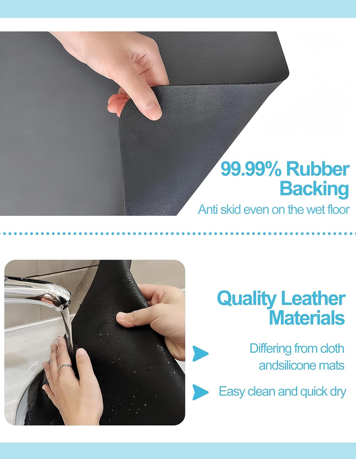 Dish Drying Mat for Kitchen Counter, 12"x19" Dish Drying Pad with Non-slip Rubber Backed, Hide Stain Anti Absorbent for Kitchen Counter, Drying Mat for Coffee Machine Dish Rack (Grey)