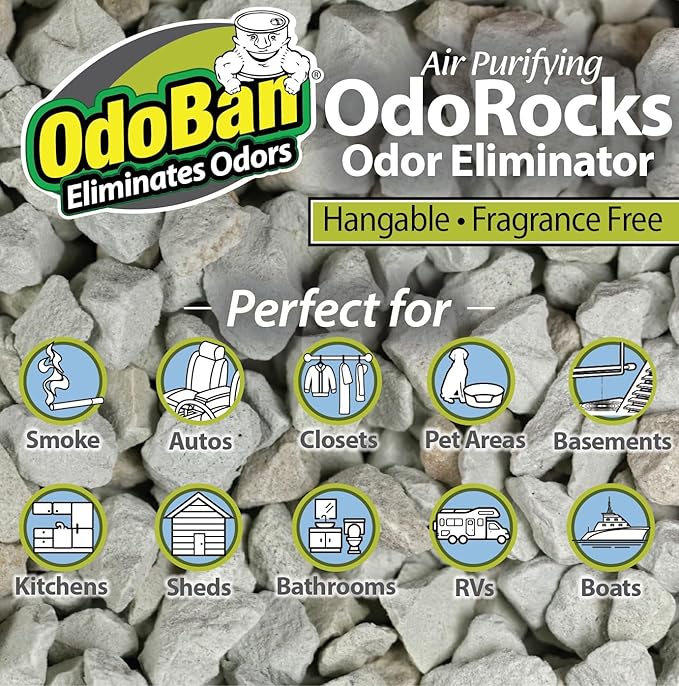 OdoBan Air Purifying OdoRocks Natural Odor Eliminator Made from Natural Volcanic Rocks, Made in the USA, Fragrance Free, 2 Pound Bag