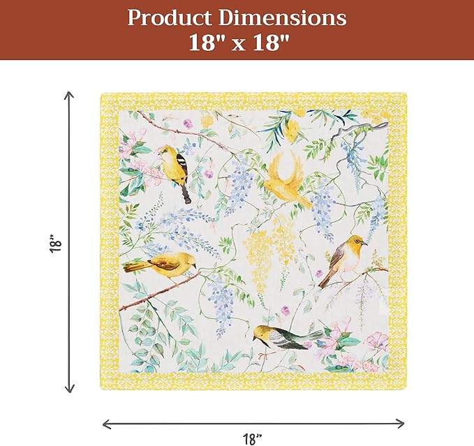 Maison d' Hermine 100% Cotton Cloth Napkins Set of 4 Everyday Reusable Square Napkins Cloth Washable Dinner Party Wedding Restaurant Hotel Kitchen Spring Summer (Sitelle, 18" x 18")