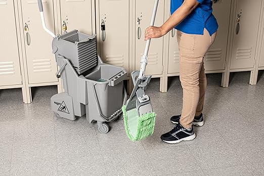 Unger Commercial SmartColor MicroMop 15.0, 16" Wet Dry Microfiber Mop Pad, Reusable - Heavy-Duty Floor Cleaning for Stone & Tile Floors, Green - MM400
