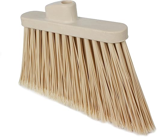 SPARTA Plastic Broom Head, Angled, Flagged for Small Debris Indoor, Outdoor, Home, Restaurant, Lobby, Office, 12 Inches, Tan