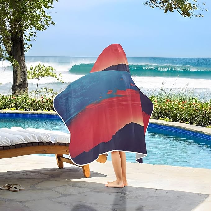 Hooded Towel for Kids Red Sunset Over The Mountains Beach Wrap Bath Towels 50x23.5in
