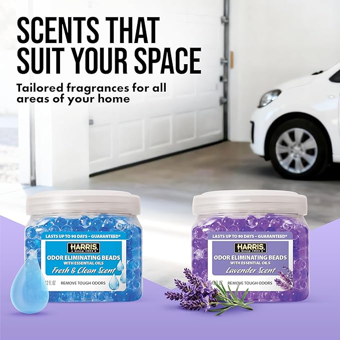 Harris Odor Eliminating Gel Beads with Essential Oils - Lavender Scent - 12 Ounces