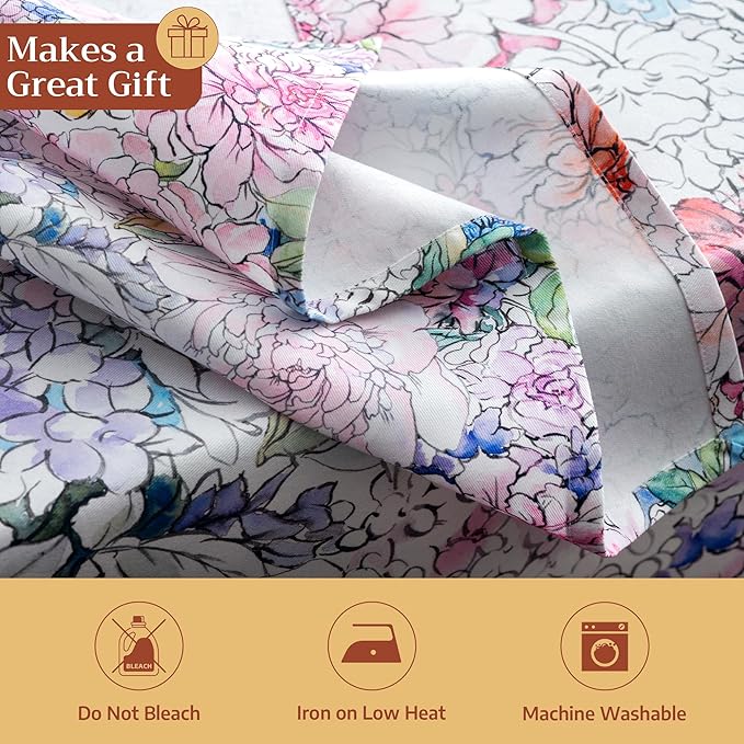 Maison d' Hermine 100% Cotton Cloth Napkins Set of 4 Everyday Reusable Square Napkins Cloth Washable Dinner Party Wedding Restaurant Hotel Kitchen Spring Summer (Floral Love, 20" x 20")