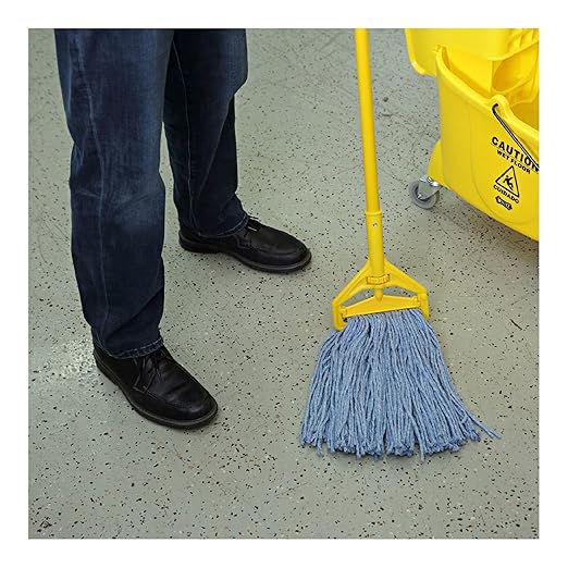 Boardwalk BWK2016B #16 Cut-End Standard Head Cotton/Synthetic Fiber Mop Head - Blue (12/Carton)