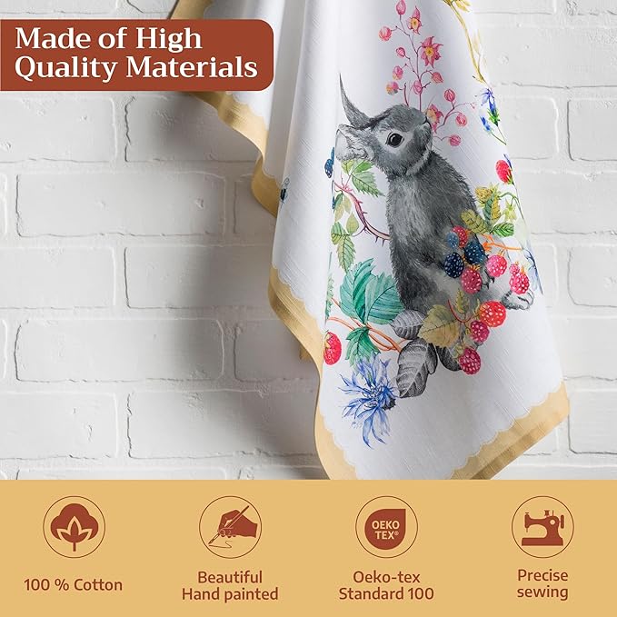 Maison d' Hermine Kitchen Towels Set of 3 100% Cotton 27.50" x 20" Reusable Cloth Tea Dish Towels Absorbent with Hanging Loop for Kitchen Farmhouse Hotel Spring Summer - Printemps