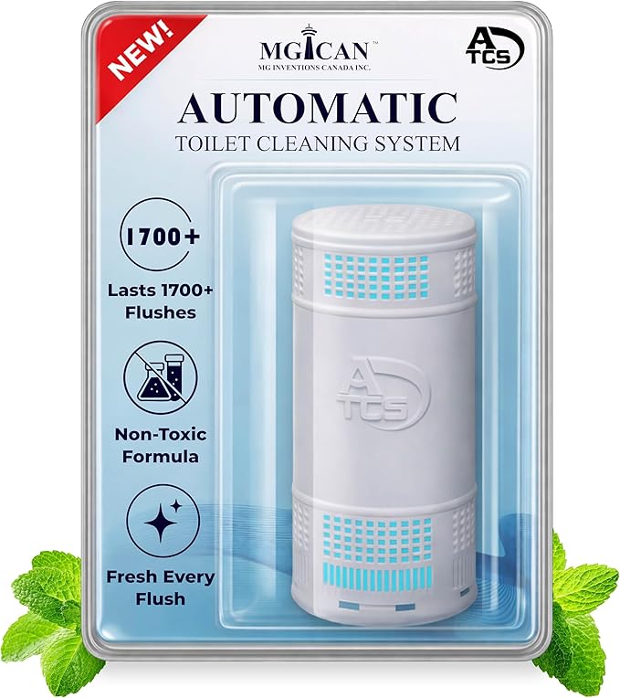 MGICAN Patented Automatic Toilet Bowl Cleaner System (ATCS) 1700+ Flushes - Non Toxic Toilet Bowl Cleaner 1 Year Supply - Toilet Tank Cleaner for Hard Water Stains & Limescale - UL-Certified (1 Pack)