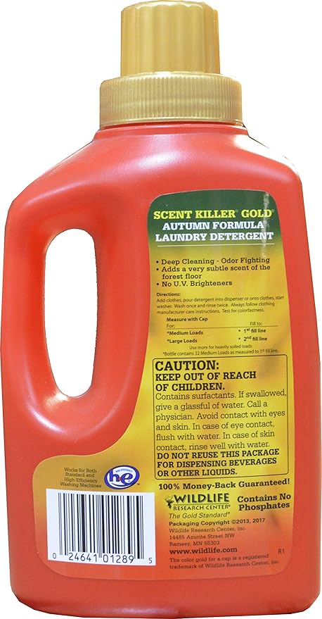 Wildlife Research Center Scent Killer Gold Autumn Formula Odor Eliminator Laundry Detergent for Hunting Gear, 32 Fluid Ounces