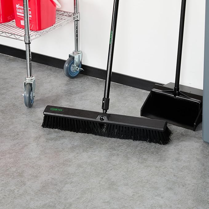 Restaurantware-BROOM HEAD ONLY: Clean Tek Professional 23.62-Inch Push Broom Head, 1 Heavy-Duty Cleaning Tool - Handle Sold Separately, Fine Flagged Bristles, Black Plastic, Outdoor Use