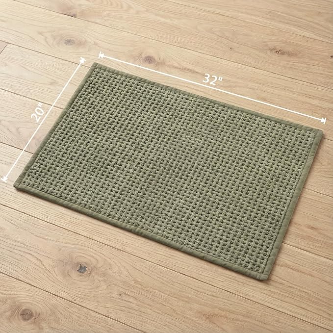Bathroom Rugs Non Slip Washable, Super Absorbent Thin Bath Mat for Small Quick Dry Low Pile Bathroom Rug, (Dark Green, 32″x20″)