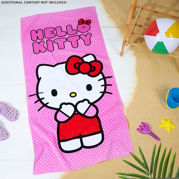 Hello Kitty Towel for Kids Teenagers Women Quick Dry Towel for Pool Beach Bath Swimming Trips Travel Essentials 55x28” (Pink, 5 x 28inch)