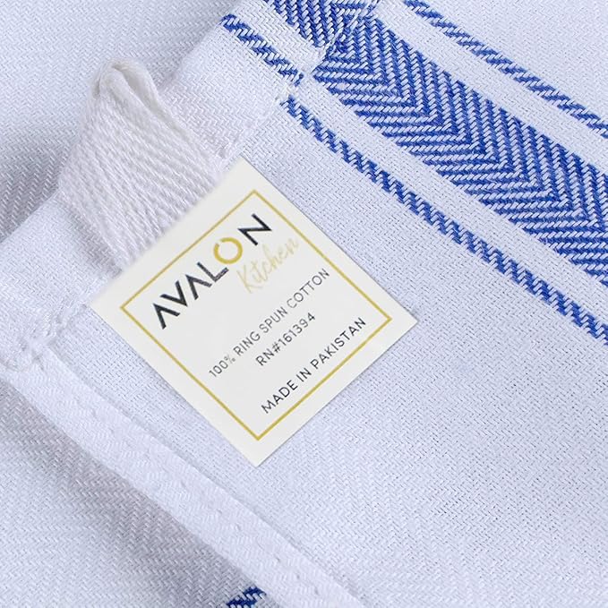 Avalon Kitchen Dish Towels Set (Value Pack of 45) Size 15x25 Inch, 100% Cotton Soft & Absorbent Kitchen Towels, Tea Towels, Reusable Cleaning Cloths for Household Cleaning (Blue)