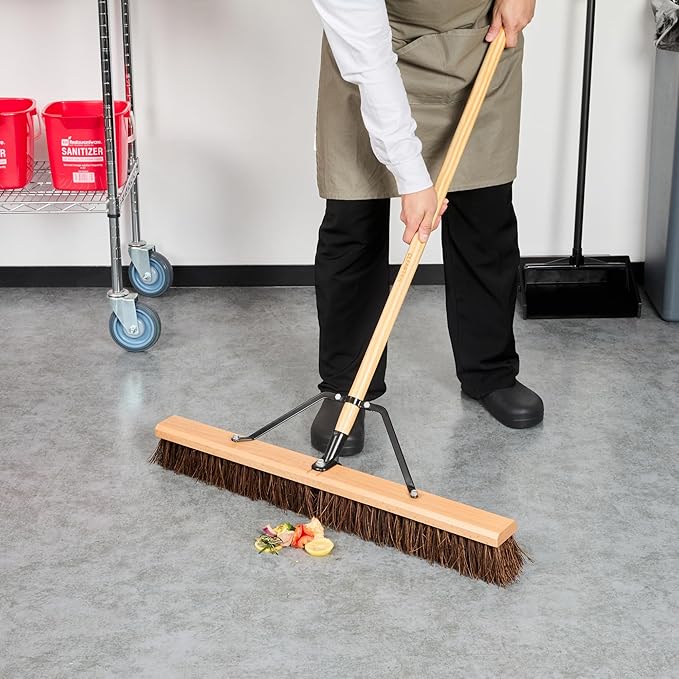 Restaurantware-BROOM HEAD ONLY: Clean Tek Professional 30-Inch Indoor Broom Head, 1 Heavy-Duty Push Cleaning Tool - Handle And Brace Sold Separately, Palmyra Bristles, Wooden, Outdoor Use