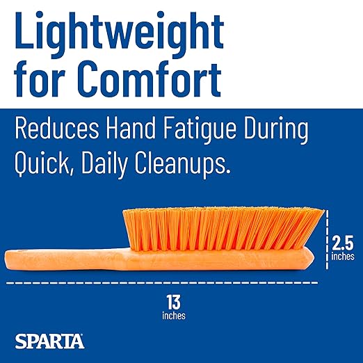 SPARTA 8 Inch Soft Counter Brush with Polyester Bristles and 5 Inch Handle, Color Coded Handheld Broom for Tables Countertops and Foodservice Surfaces, 13 Inch Overall Length, Orange, Pack of 6