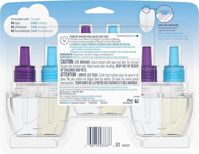 Febreze Plug In Air Freshener, Odor-Fighting Scented Oil Refill, Gain Moonlight Breeze, 3 Refills