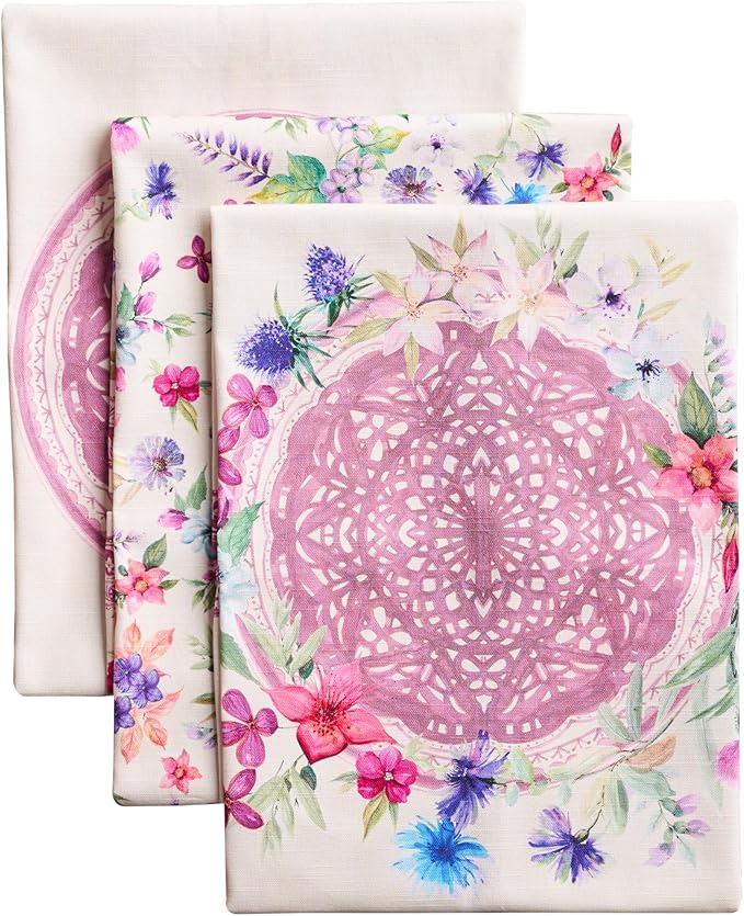 Maison d' Hermine Kitchen Towels Set of 3 100% Cotton 27.50" x 20" Reusable Cloth Tea Dish Towels Absorbent with Hanging Loop for Kitchen Farmhouse Hotel Spring Summer - Chardon