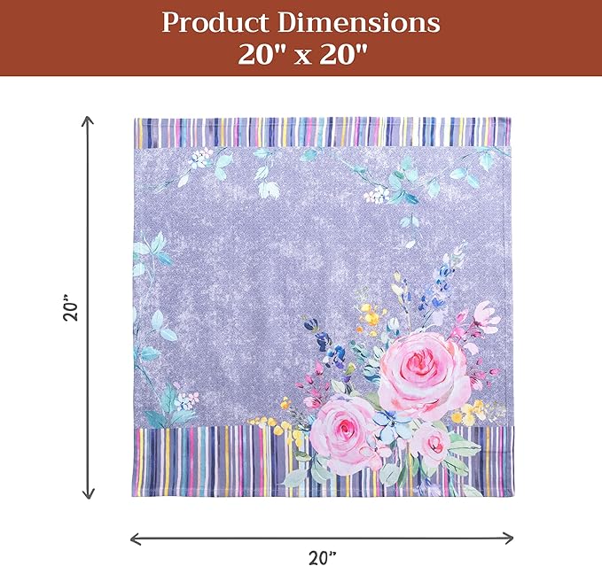 Maison d' Hermine 100% Cotton Cloth Napkins Set of 4 Everyday Reusable Square Napkins Cloth Washable Dinner Party Wedding Restaurant Hotel Kitchen Spring Summer (Sweet Rose Lavender - Lush, 20" x 20")
