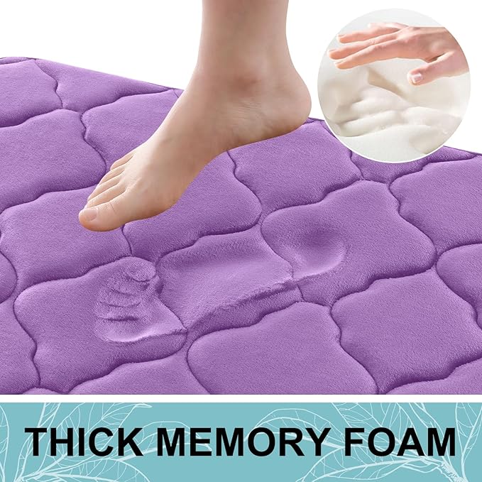 OLANLY Memory Foam Bath Mat Rug 70x24, Ultra Soft and Absorbent Bathroom Rugs, Non-Slip, Comfortable, Machine Washable Bath Carpet for Bathroom Floor, Tub, Shower and Home Decor Accessories, Lavender
