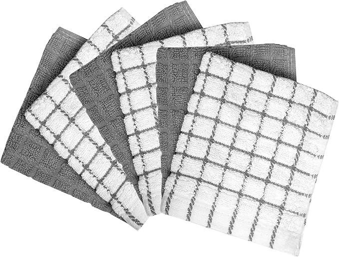 Bumble Dish Cloths (6 Pack) | 12” x 12” | 100% Cotton Kitchen Towels | 405 GSM | Soft, Highly Absorbent & Durable Dish Towels for Kitchen | Gray