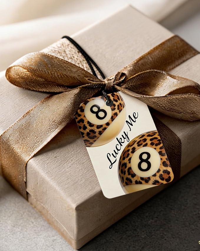 Preppy Leopard Print Orange Citrus Car Air Freshener 4pcs, Trendy Girly Y2k Cheetah 8 Ball Martini Ace Card Hanging Scents Car Accessories Interior Mirror Decor for Women Girls