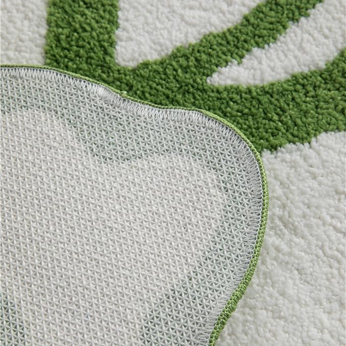 Green Scalloped Bathroom Mat 32x20, Soft Absorbent Bath Mats, Machine Washable Microfiber Floor Mats for Bathroom Tubs, Sinks and Showers